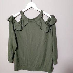 Olive cold shoulder sweater